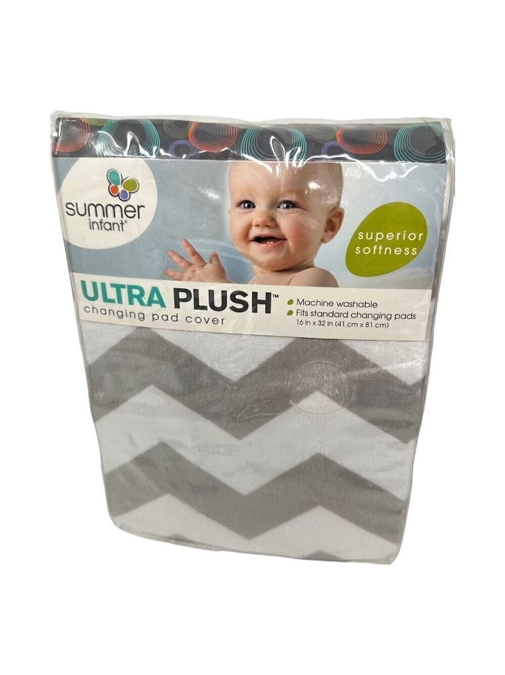 Summer Ultra Plush Changing Pad Cover Chevron Gray White Soft Baby Gift